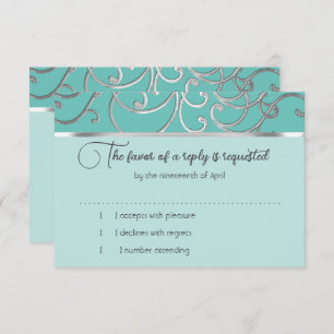 Tarjeta RSVP Elegir colores Plata Filigree