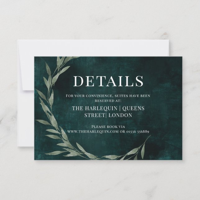 Tarjeta RSVP EMERALD de drama de ensueño de las ho (Anverso)
