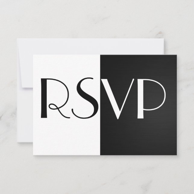 Tarjeta RSVP en blanco y negro (Anverso)