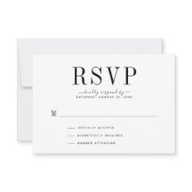 Tarjeta RSVP en blanco y negro boda