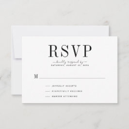 Tarjeta RSVP en blanco y negro boda