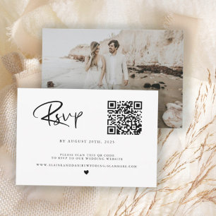 Tarjeta RSVP en blanco y negro para código QR de p