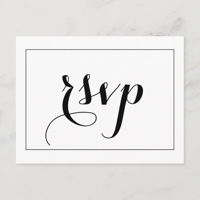 Tarjeta RSVP en blanco y negro que coincide (Anverso)