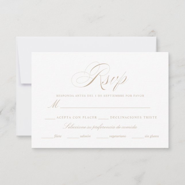 Tarjeta RSVP en lengua española Nuestra Boda (Anverso)