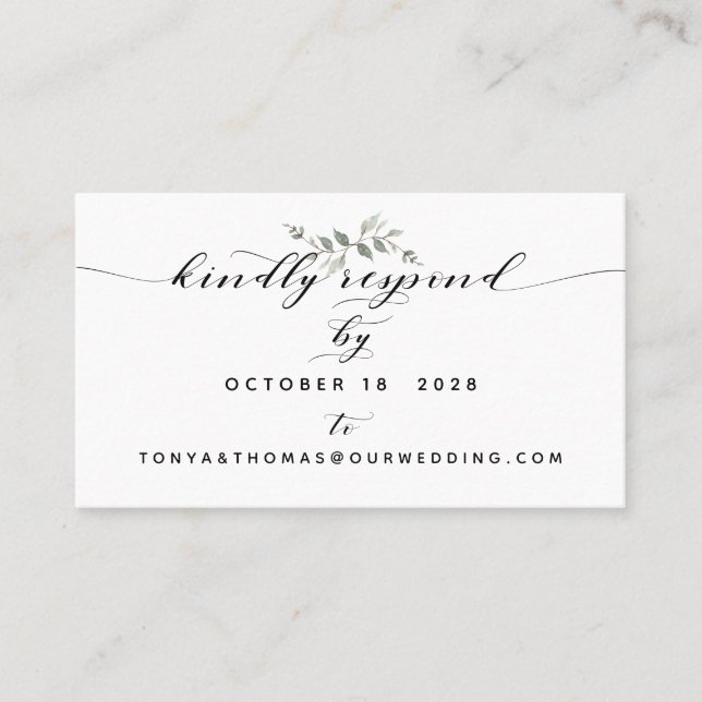 Tarjeta RSVP en línea de Boda de caligrafía de fue (Anverso)