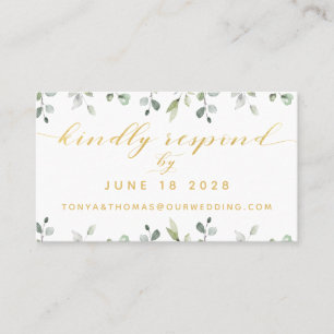 Tarjeta RSVP en línea de Boda de escritura de oro