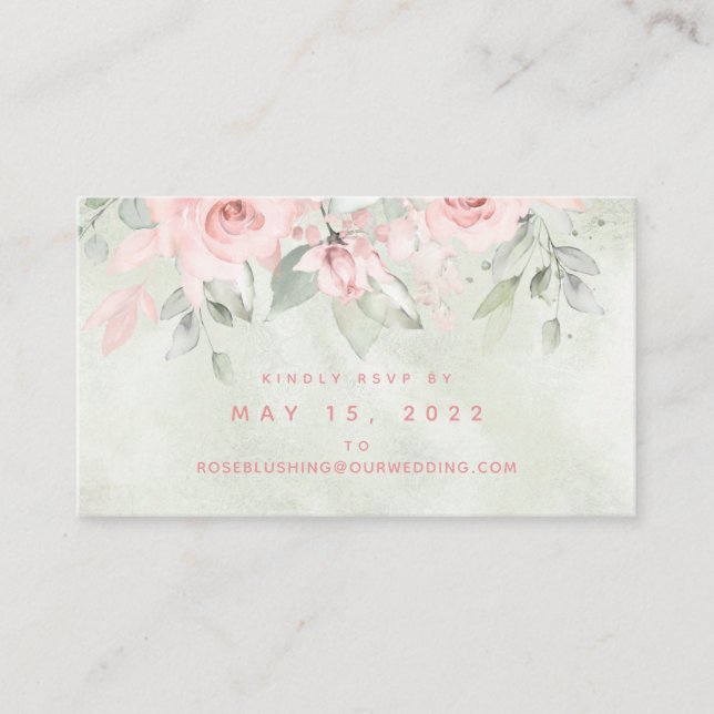 Tarjeta RSVP en línea de Boda de Rosas ruborizador (Anverso)