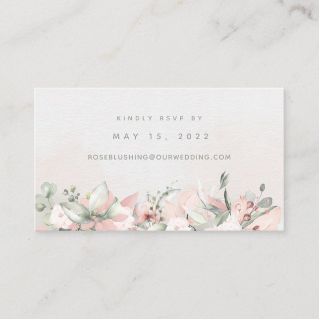 Tarjeta RSVP en línea de Boda de Rosas ruborizador (Anverso)