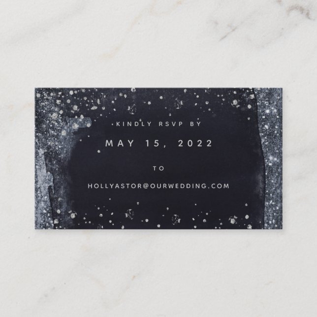Tarjeta RSVP en línea de Boda nocturno Silver Star (Anverso)