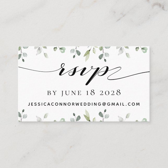 Tarjeta RSVP en línea de Eucalyptus Greenery Boda (Anverso)