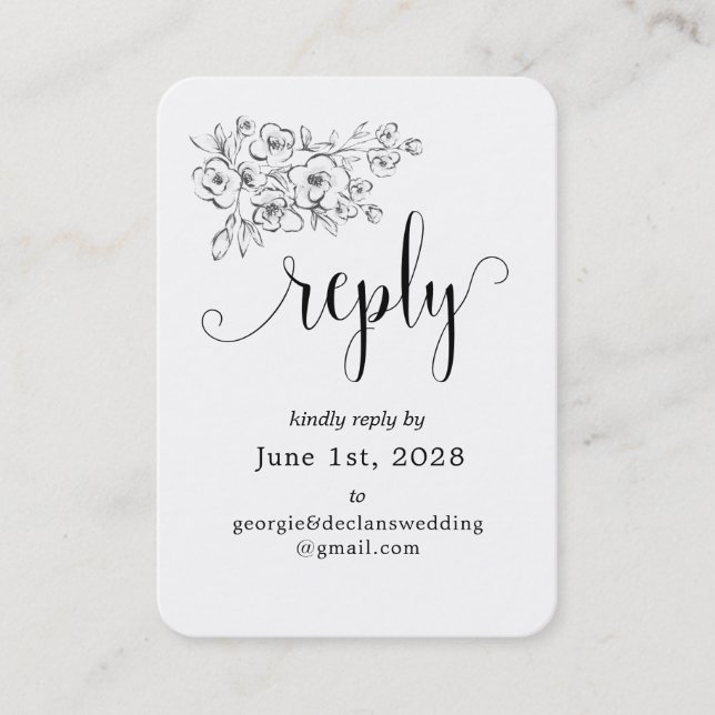 Tarjeta RSVP en línea del Boda de caligrafía (Anverso)
