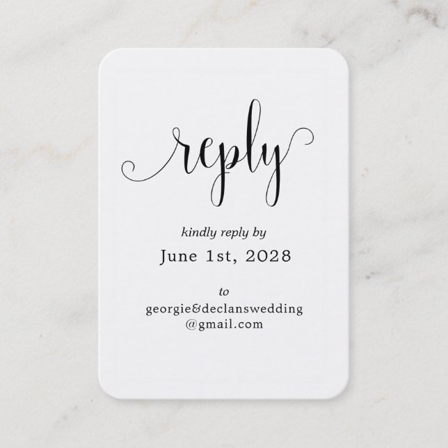 Tarjeta RSVP en línea del Boda de caligrafía (Anverso)