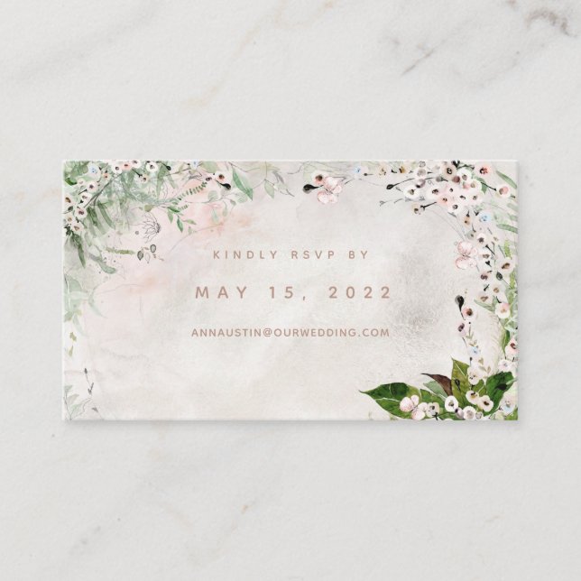 Tarjeta RSVP en línea para Boda de Whisper y Rubor (Anverso)