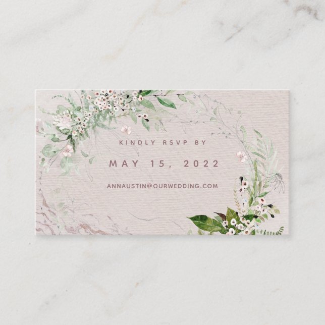 Tarjeta RSVP en línea para Bodas de Whisper y Rubo (Anverso)