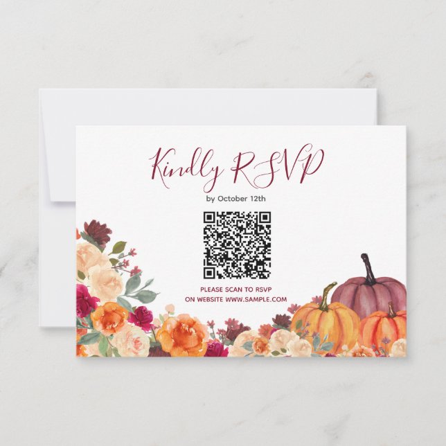Tarjeta Rsvp en línea para calabaza Naranja quemad (Anverso)