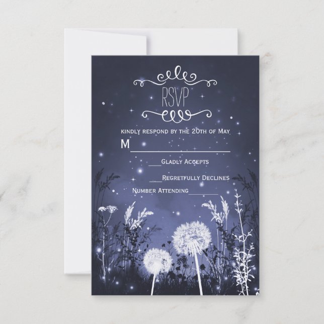 Tarjeta RSVP encantada de Twilight Sky Stars & Fol (Anverso)