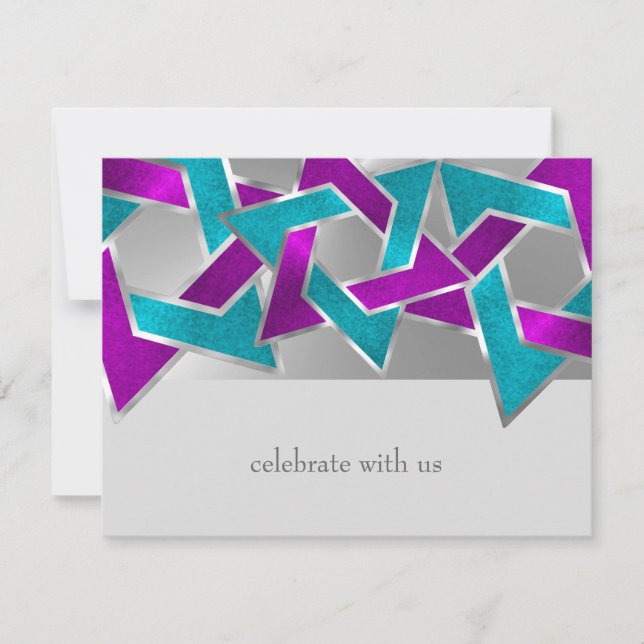 Tarjeta RSVP Estrella turquesa púrpura David Cualq (Anverso)