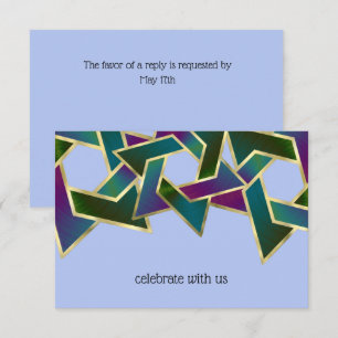 Tarjeta RSVP Estrella Verde Morada Verde azulada d