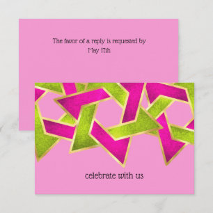 Tarjeta RSVP Estrella Verde Rosa de David