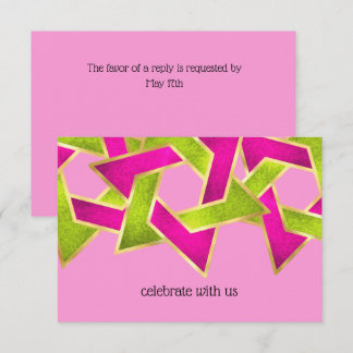 Tarjeta RSVP Estrella Verde Rosa de David