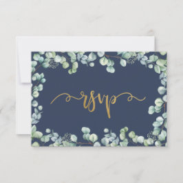 Tarjeta RSVP Eucalyptus Greenery and Gold Wedding