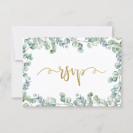 Tarjeta RSVP Eucalyptus Greenery and Gold Wedding