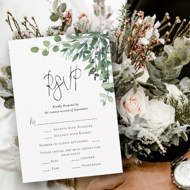 Tarjeta RSVP Eucalyptus Moderna (Modern Eucalyptus RSVP Card)