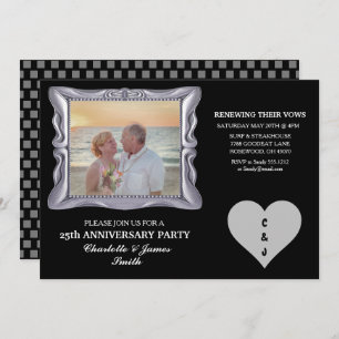 Tarjeta RSVP Fiesta Plata 25 Aniversario del Boda