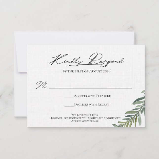 Tarjeta RSVP final para Candice (Anverso)