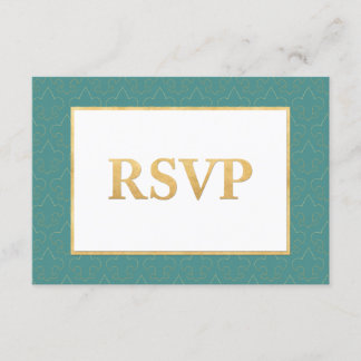 Tarjeta RSVP Fleur De Lis Wedding verde azulado y