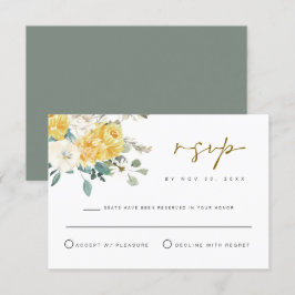 Tarjeta RSVP floral amarilla del jardín de primave