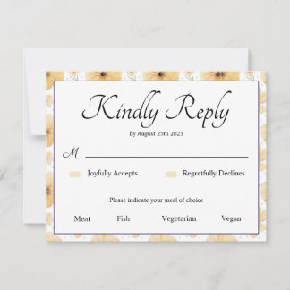 Tarjeta RSVP floral amarilla Delicada