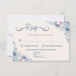 Tarjeta RSVP Floral Azul