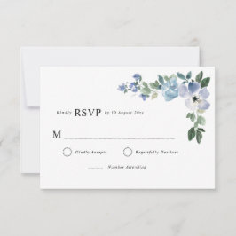 Tarjeta RSVP floral azul y verde