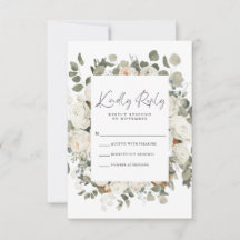 Tarjeta RSVP floral blanca