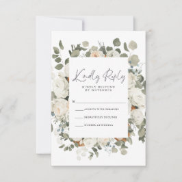Tarjeta RSVP floral blanca