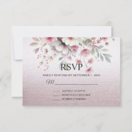 Tarjeta RSVP floral blanca rosa moderna