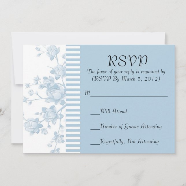 Tarjeta RSVP floral Blue Peony con elegancia de lu (Anverso)