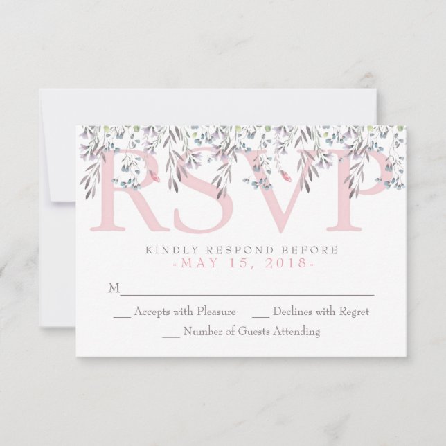 Tarjeta RSVP Floral de acuarela de jardín secreto (Anverso)
