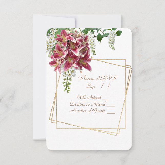 Tarjeta RSVP floral de boda Stargazer (Anverso)
