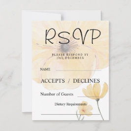 Tarjeta RSVP floral de color amarillo bonito