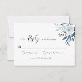 Tarjeta RSVP floral de color azul