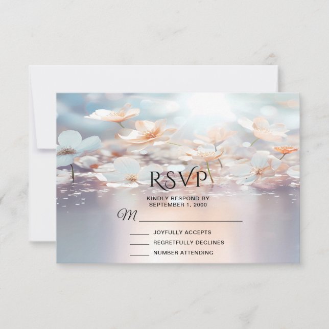 Tarjeta RSVP floral de color blanco (Anverso)