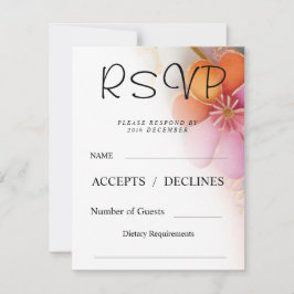 Tarjeta RSVP floral de color negrita