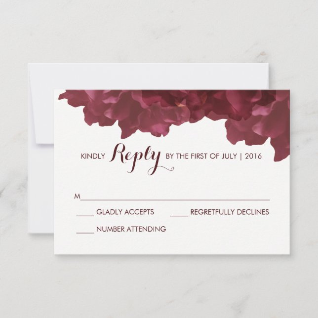 Tarjeta RSVP floral de color vino (Anverso)