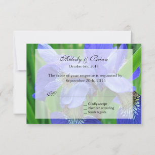 tarjeta rsvp floral de iris azul, invitaciones a b
