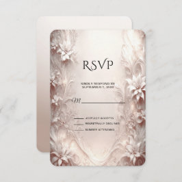 Tarjeta RSVP Floral de Marfil Blanco
