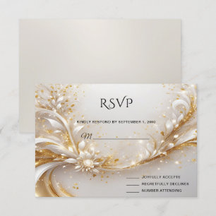 Tarjeta RSVP Floral de oro blanco
