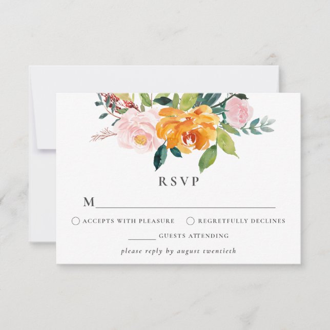 Tarjeta RSVP floral de otoño (Anverso)