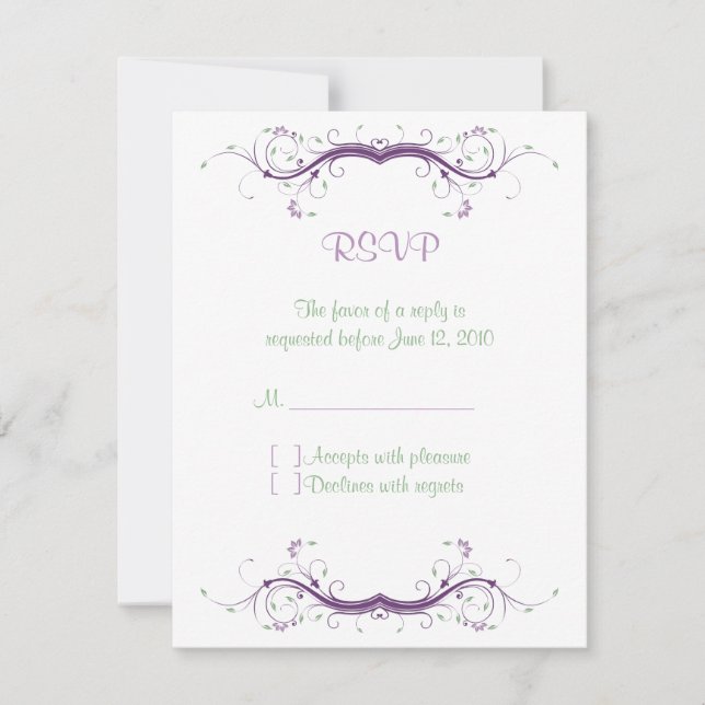 Tarjeta RSVP floral de personalizable (Anverso)